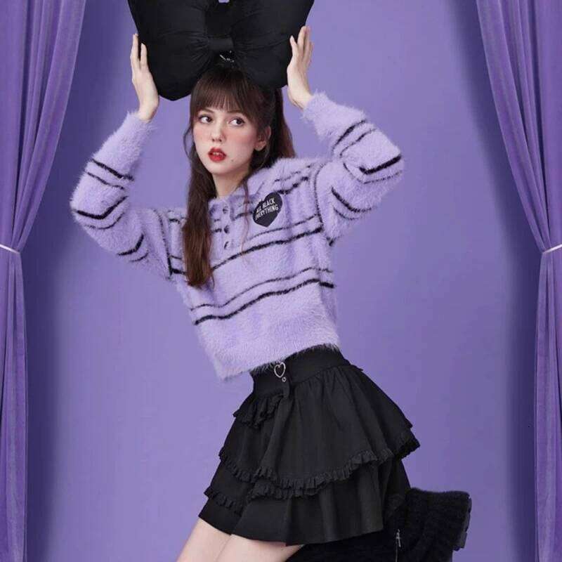 Black Fairy Skirts Women High Waist Slim A-line 2025 Japanese Patchwork Ruffled Woman Fashion Kawaii Mini Skirt Summer Sweet XJ260309