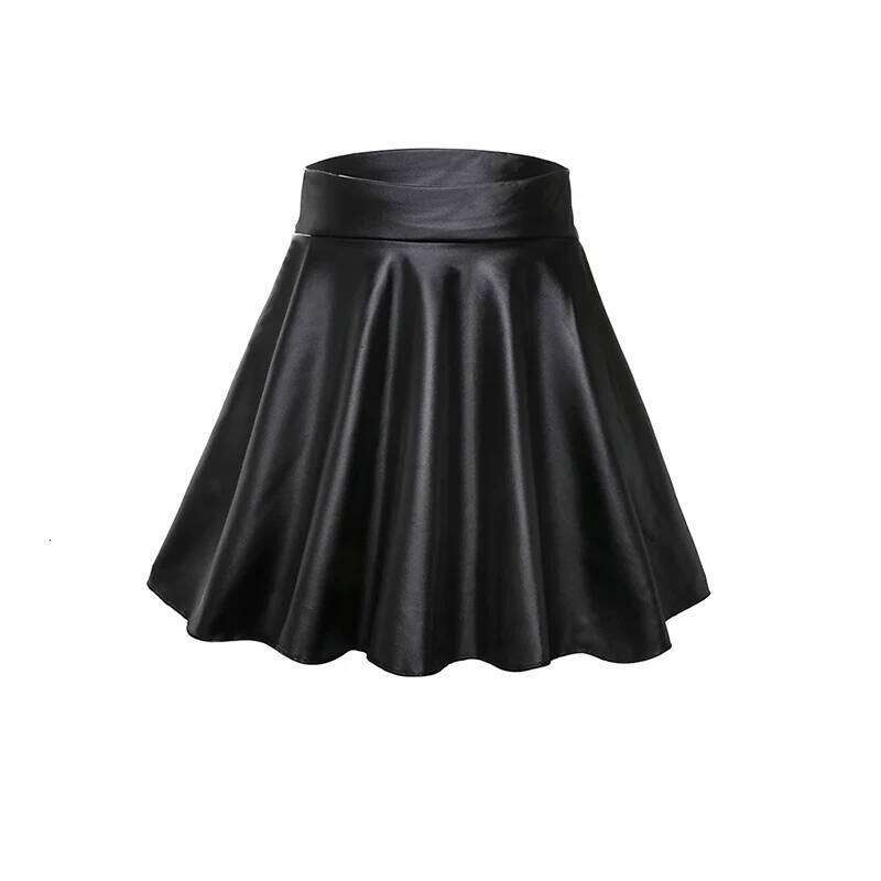 New Style Faux Leather Textured Half For Women Versatile Basic A-Line Umbrella Sexy And Slim Mini Skirt XJ260309