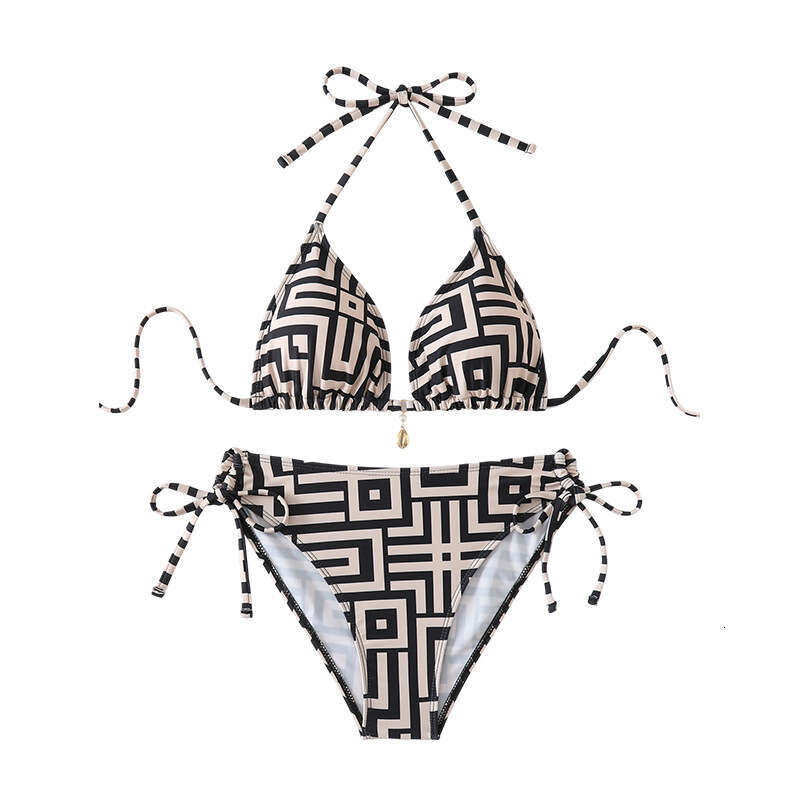 New European And American Cross-Border Amazon Halter Neck, Backless Bikini, Women's Two-Piece Swimsuit, Beachwear Without Underwire