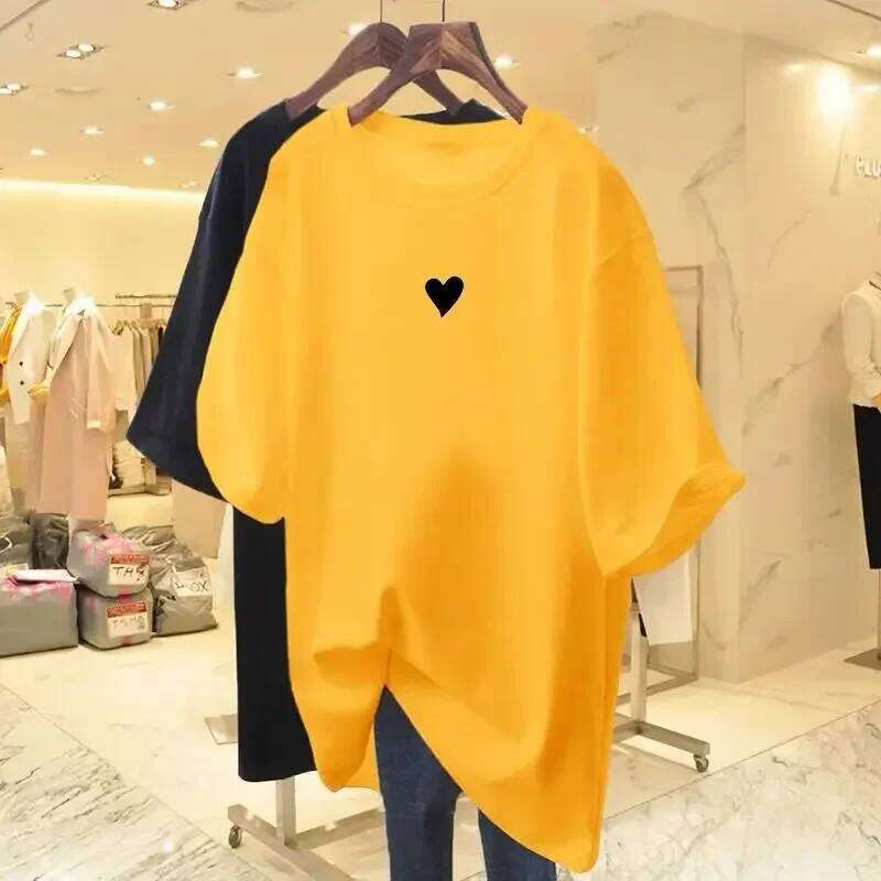 Women Casual Loose Pure Top Tees Basic Solid Pullovers Summer Love Printed Short Sleeve T-shirt XJ260306