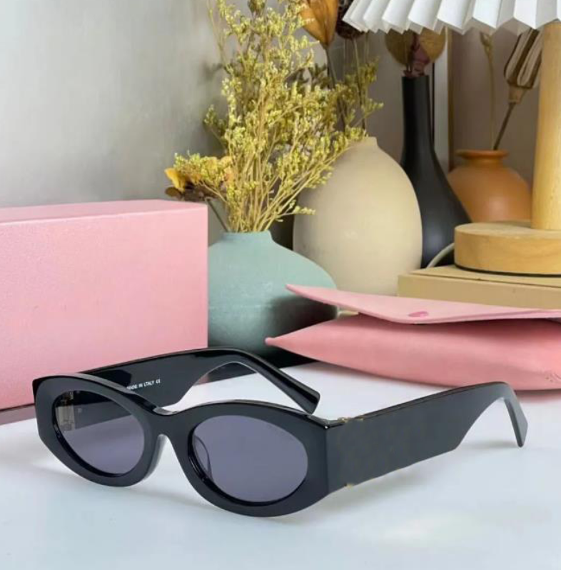Luxury miulys miulys sunglasses women's small frame acetate sunglasses MU11WS designer gold label letter logoSMU09WS vintage small oval frame sunglasses SMU04Z