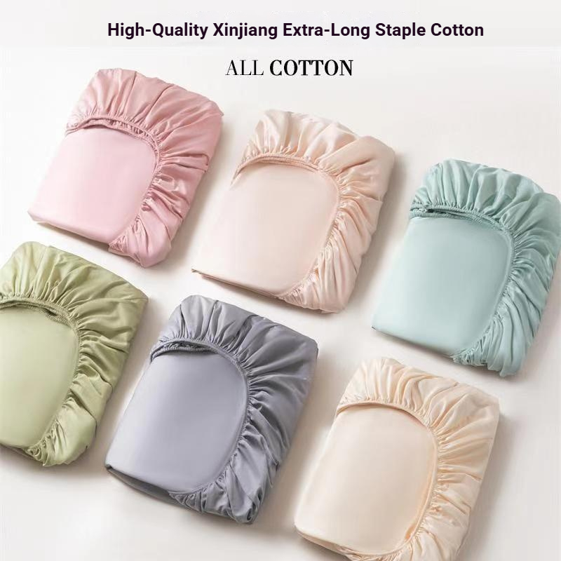 100% Cotton Fitted Sheet Single Mattress Protector Full-Coverage Non-Slip Sheet Set Wholesale
