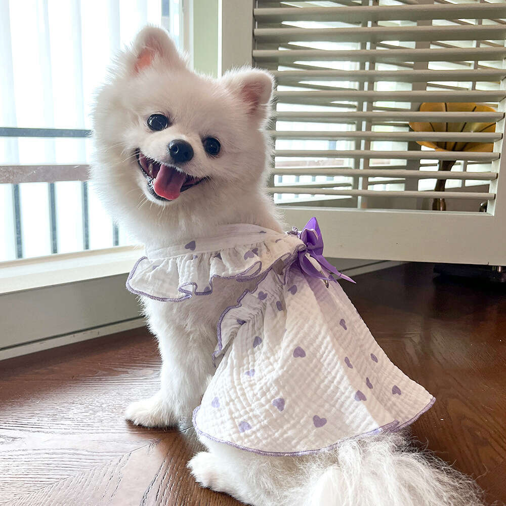 Famous brand Pet Dress Clothes Spring Summer Teddy Bichon Pomeranian Heart Dog Apparel Cat Costume pupakaIK