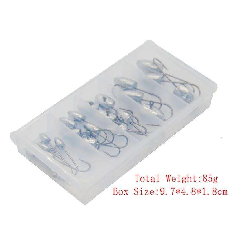 21pcs/box 1g 2g 3g 5g 7g fishing rigging jig head ,rooting fishhook for soft worm lure baits ,fishing hooks set S260305