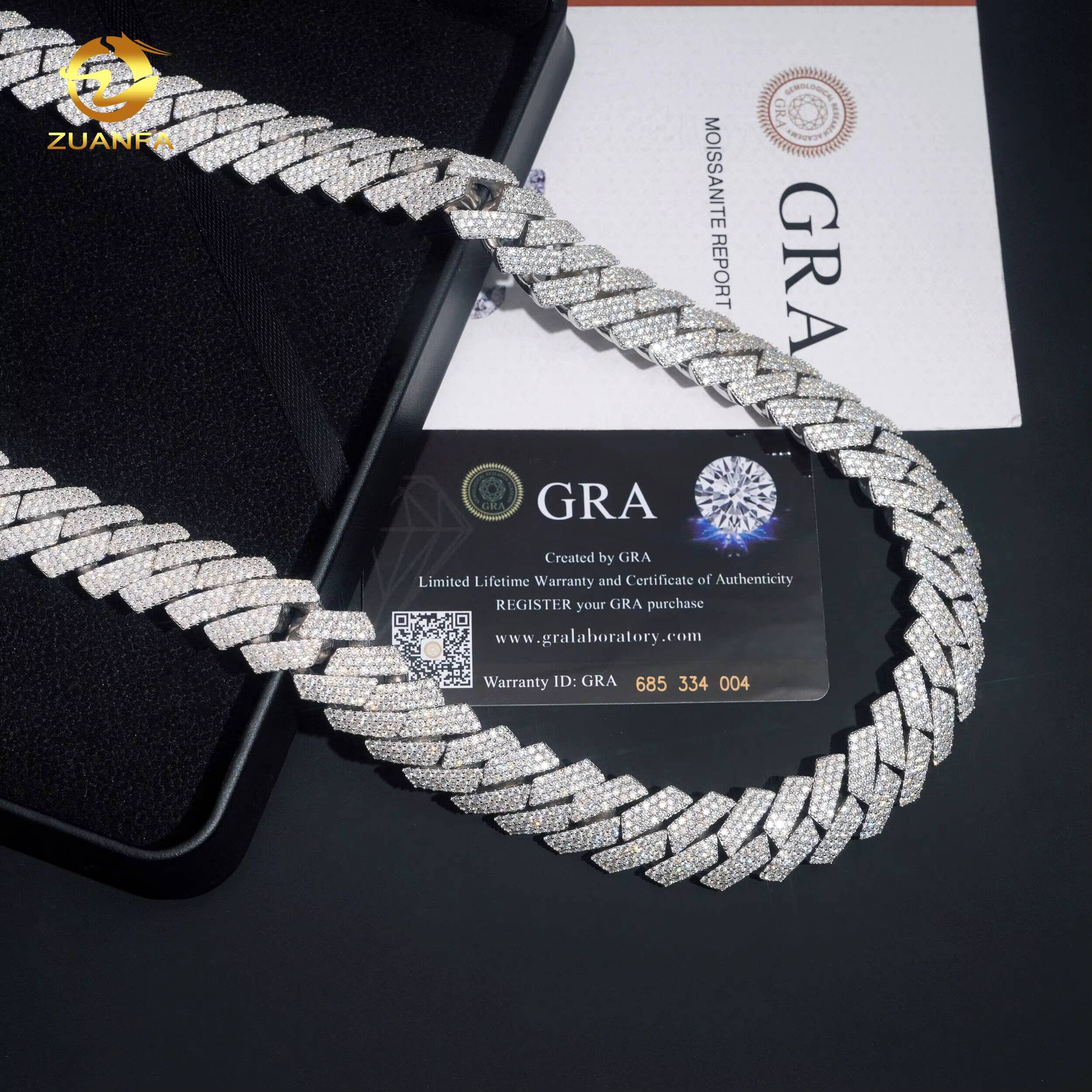 15mm Moissanite Bracelets Safe Clasp Hip Hop Jewelry 925 Silver VVS Moissanite Iced Out Diamond Miami Cuban Link Chain Necklace
