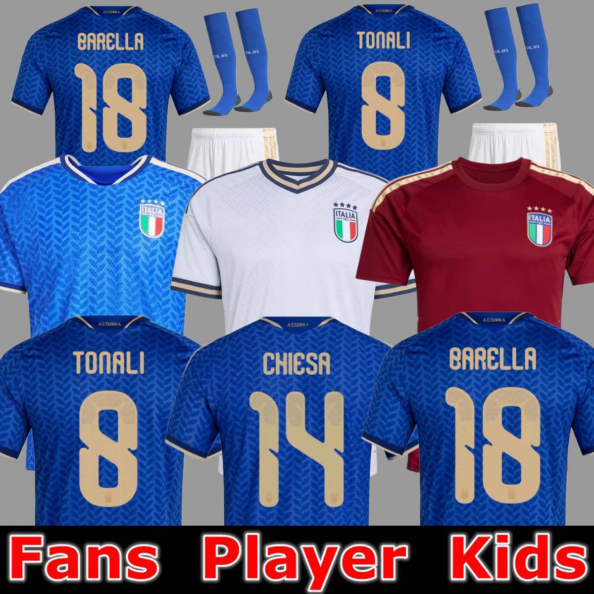 2026 World Cup Kit jersey Italy soccer jerseys men kids football shirts away home RETEGUI BARELLA FRATTESI PELLEGRINI set goalkeeper