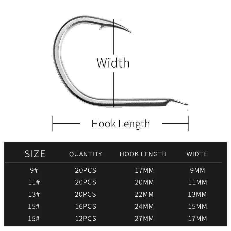 ALLBLUE Metal Jig Hook Jigging Spoon Saltwater High Carbon Steel Small Soft Worm Fishhook 9#-17# S260305