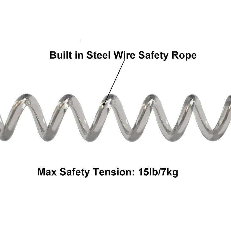 Elastic Lanyard 1.5m Safety Rope Wire Steel with Carabiner for Fishing Tools Pliers Fish Lip Grips Holder Accessories S260305