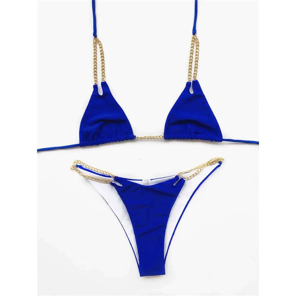 Sexy Metal Chains Bikini Extreme String Backless Micro Swimsuit Thongs Swimwear Women Beach Outfit Bathing Suit Bikinis De Mujer XJ260206