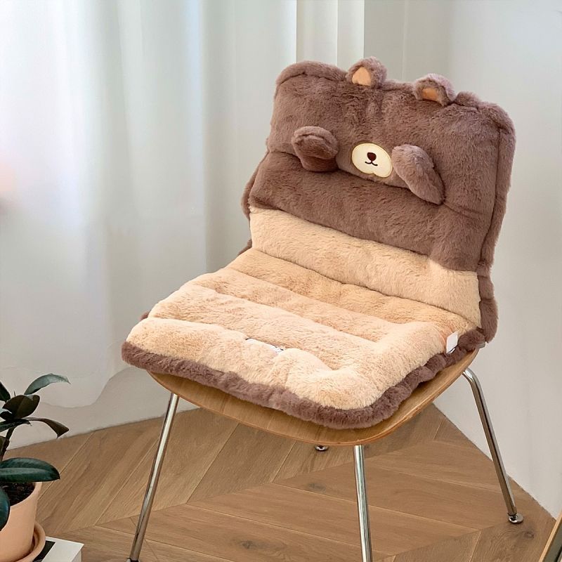 Plush Thickened Seat Cushion, Rabbit Fur, Backrest Integrated, for Office Dormitory