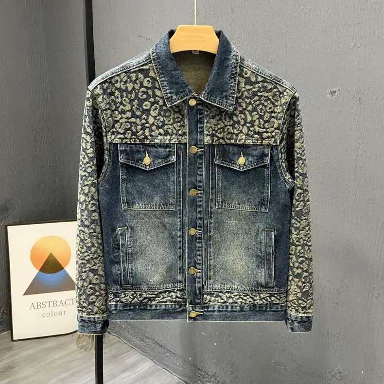 New Mens Trendy Cool Denim Jacket Korean Style Design Top Spring Autumn Personality Fashion Patchwork Coat M260309