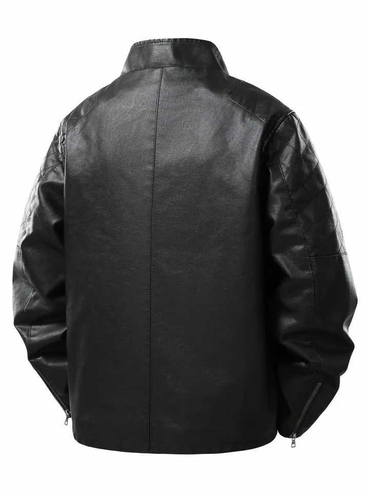 Mens StandUpC ollarL eatherJ acketV intageS tyleW indproofa ndN eckProtectingSu itablefo rOu tdoorLi ghtAc tivitiesLa yeringin Autumnan M260309