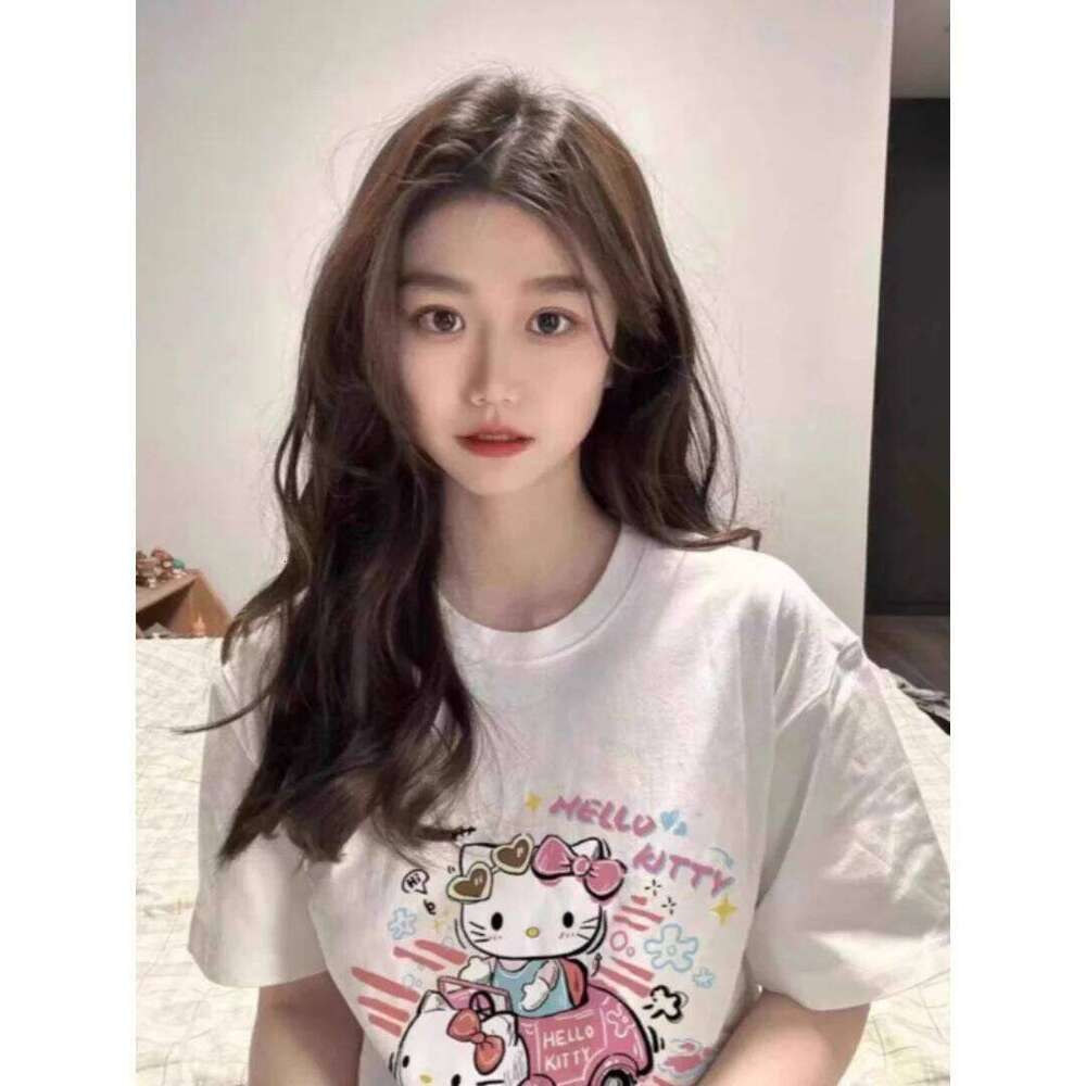 Summer new style kitty cute casual short-sleeved T-shirt for women, versatile and made of pure cotton XJ260306