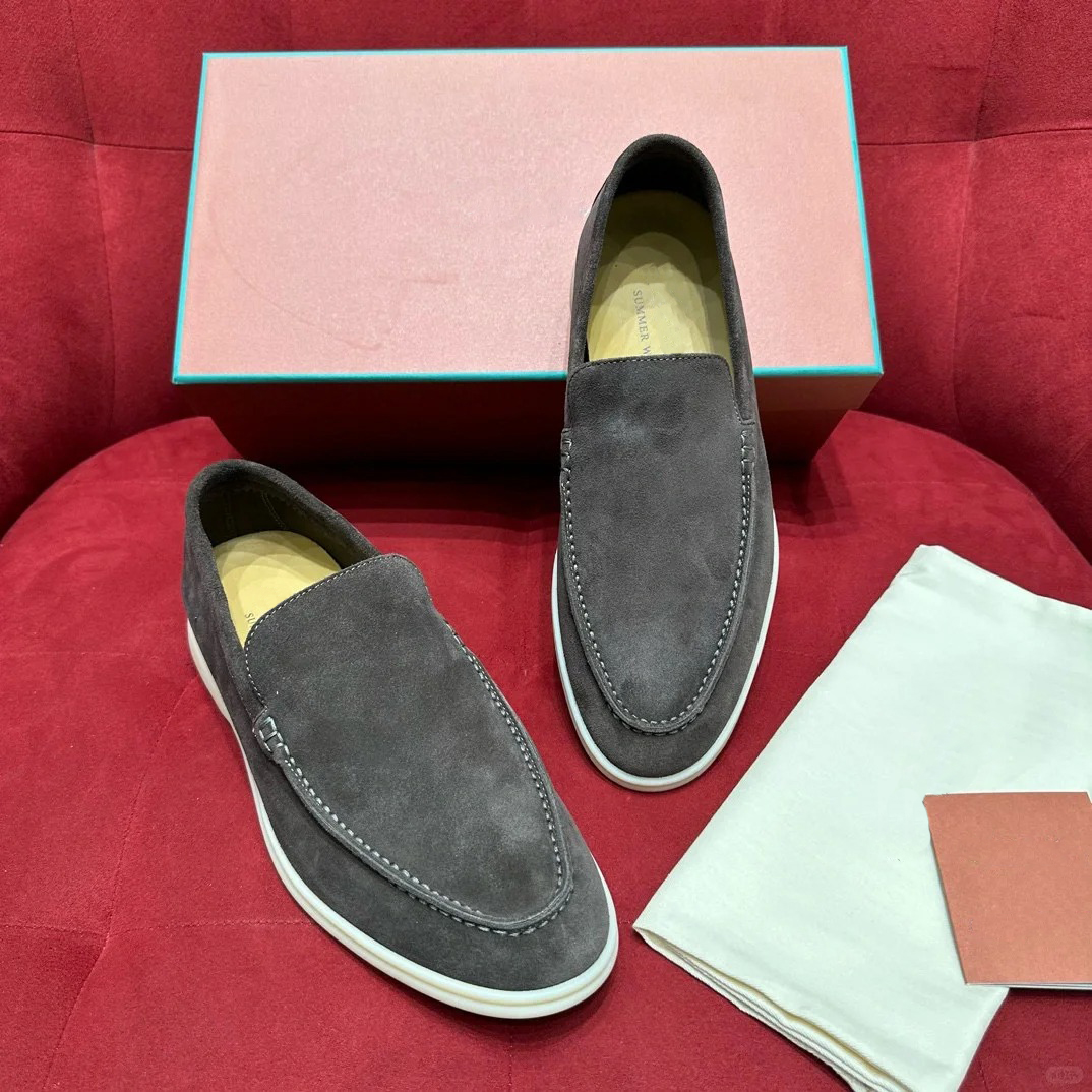 Designer Summer Walk Suede Loafers Mens Womens Slip-on Comfort Casual Shoes Soft Leather Lightweight Loafer Fashion Gentleman Trainers Dress Shoe EU 35-46