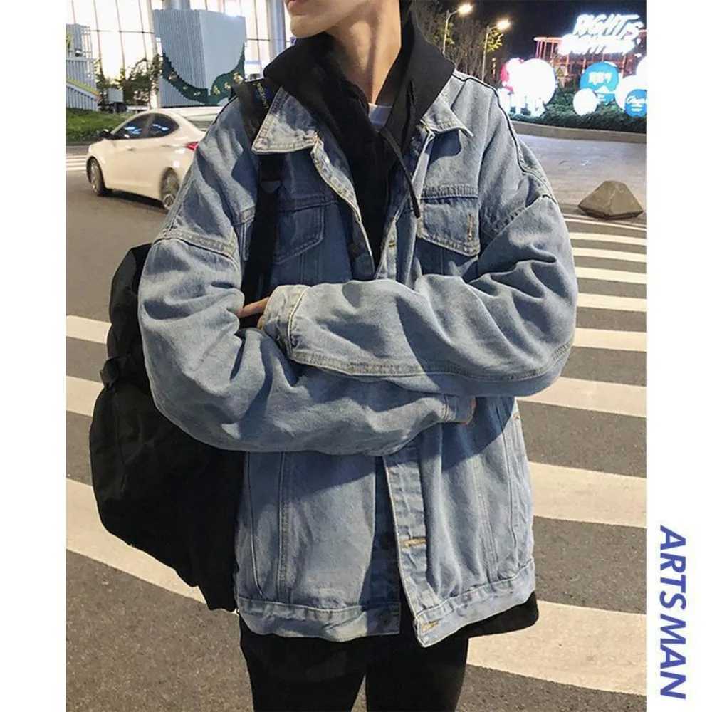 Retro Casual Loose Denim Jackets for Men Spring Autumn Korean Fashion High Street Jacket Coats Streetwear Men Clothing M260309