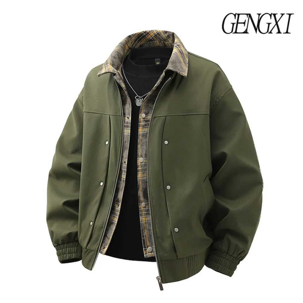 Fall New Arrival Fake Two-Piece Lapel Jacket High-Street Vintage Deconstructed Design Windbreaker Casual Fashion Mens Wear M260309