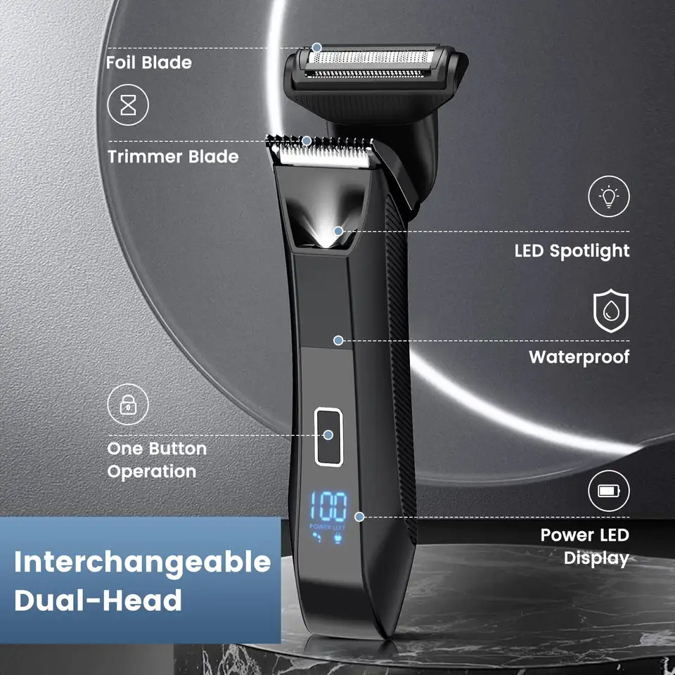 Manscape Trimmer for Men Dual-Head Pubic Electric Razor Groin Ball Shaver for Men IPX7 WaterproofGifts for Him Dad 260207