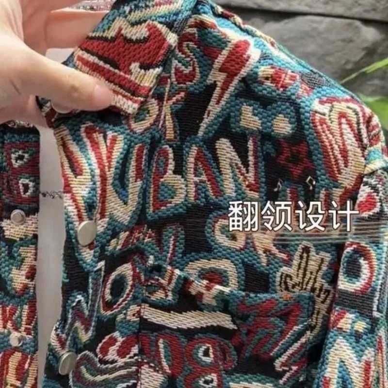 Cotton-thickened Fashion Printed Casual Jacket for Mens Fashionable Versatile Loose Lapel Jacket Top M260309