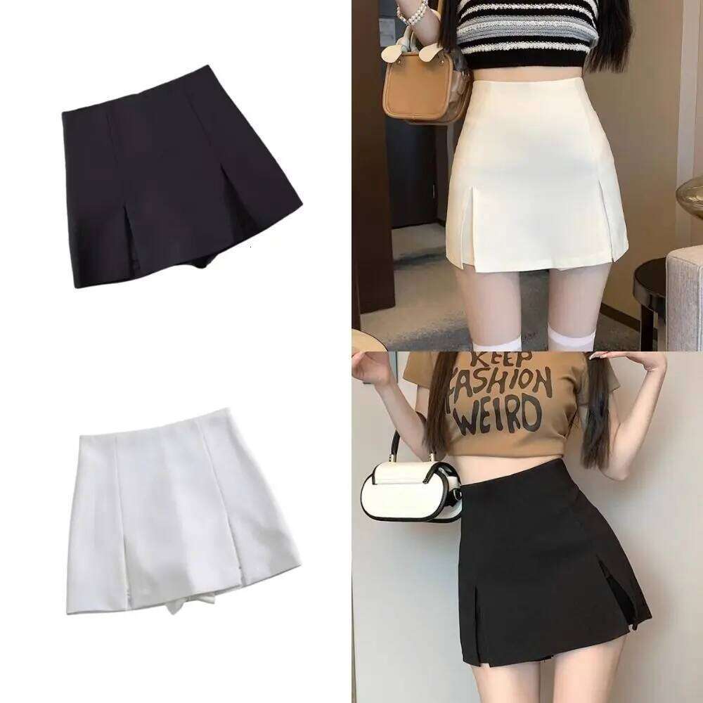Solid Color High Waisted XS/S/M/L/XL Slit Anti Slip Wrap Around Slimming Design A-Line Skirt Spring Season XJ260309