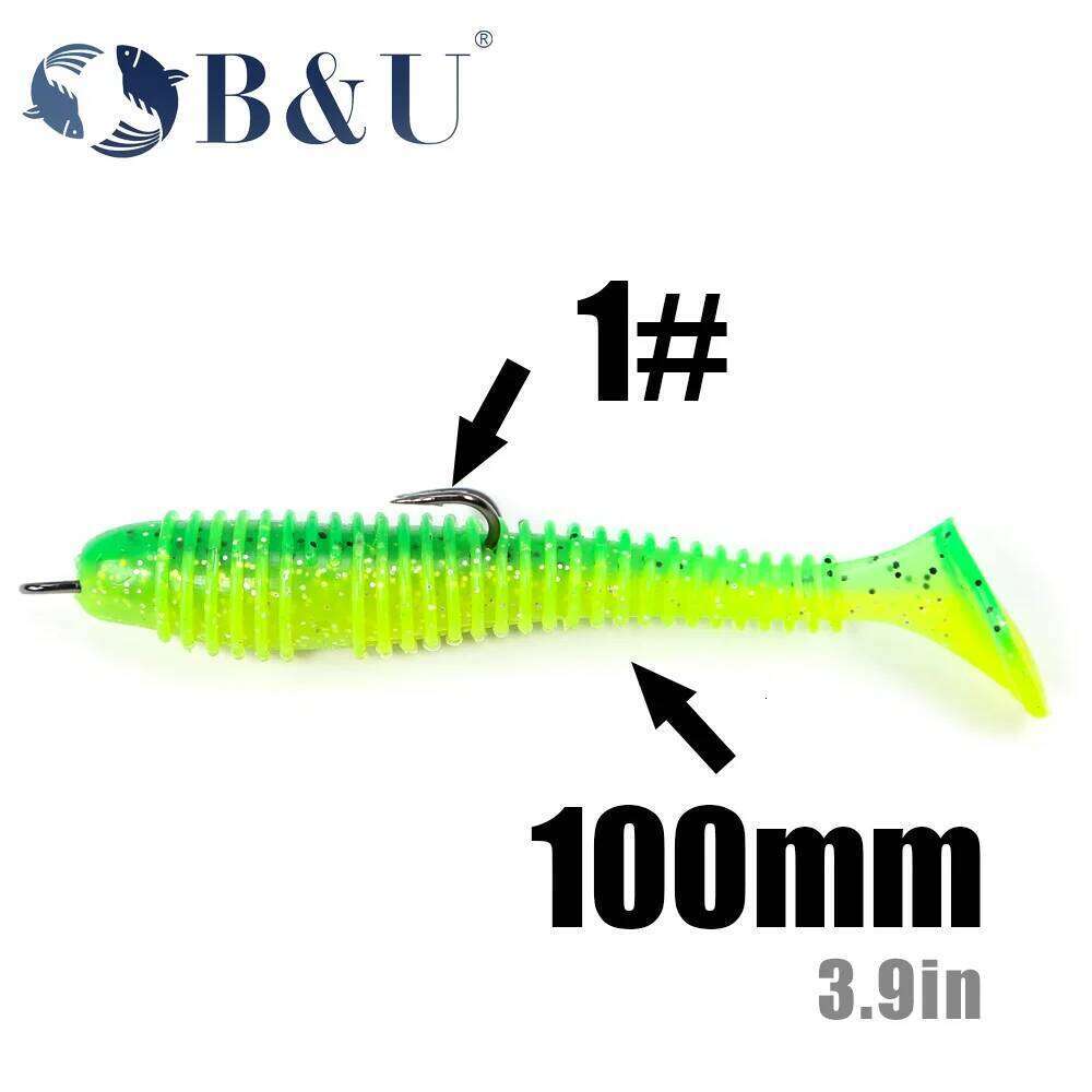 B&U hooks Super Long Double Hook long high carbon steel fishing tackle different sizes equiped with soft lure S260305