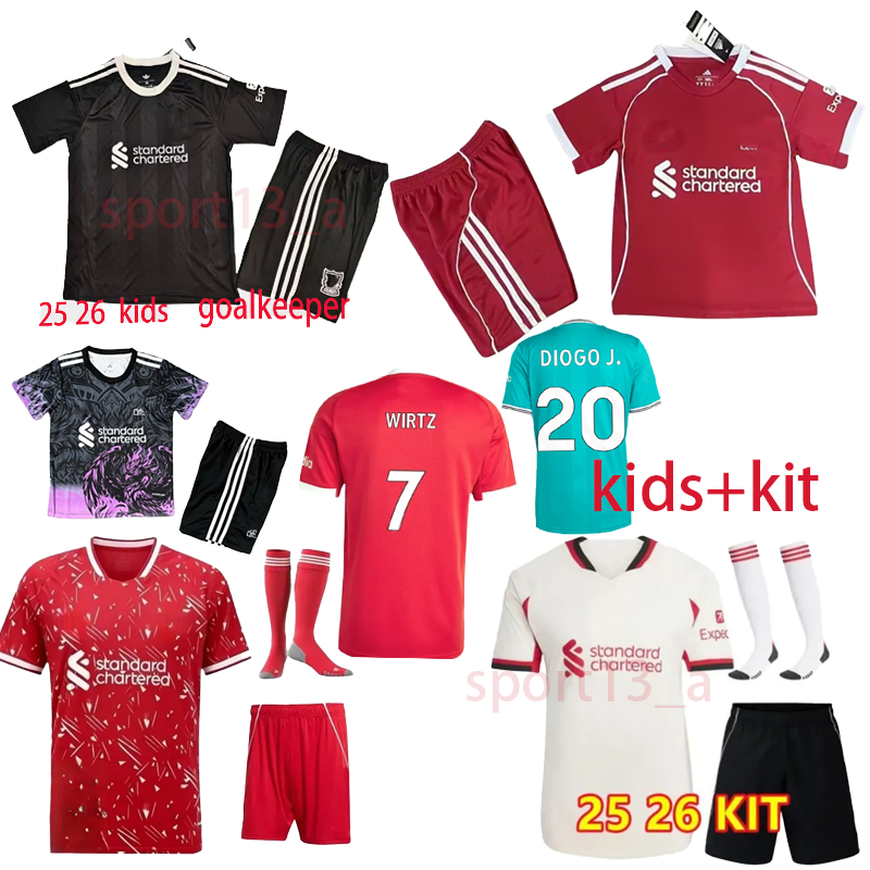 25 26 Football Jersey kids kits ALLISTER liverpool 27 os Kerkez Cody Gakpo Football Shirt Boy's kids Suit MSALAH FANS Player FRIMPONG DARWIN ball jersey Breathable