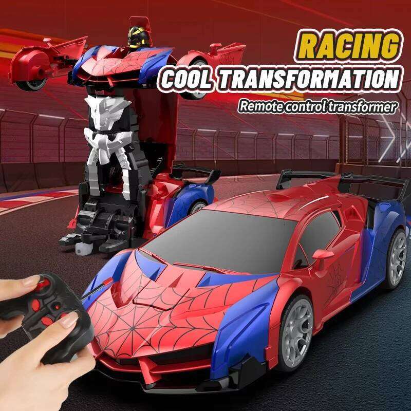 1:18 RC Transforming Car Robot Toy, LED Lights, 2.4GHz Drift Racing Vehicle, One-Button Transform, Rechargeable, 360 Rotation C260306