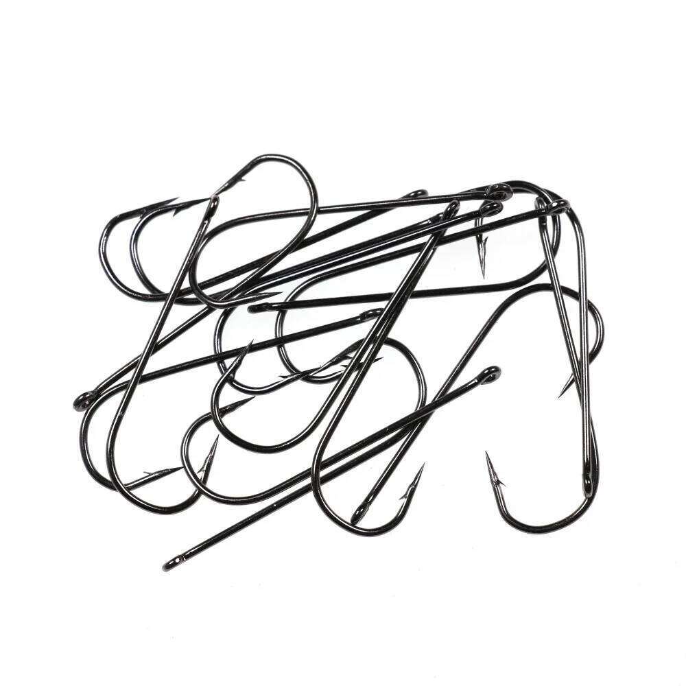 Elllv 100pcs #16 - #4/0 Aberdeen Long Shank Fine Wire Fishhook Saltwater Freshwater Fishing Sabiki Rig Streamer Fly Hooks S260305