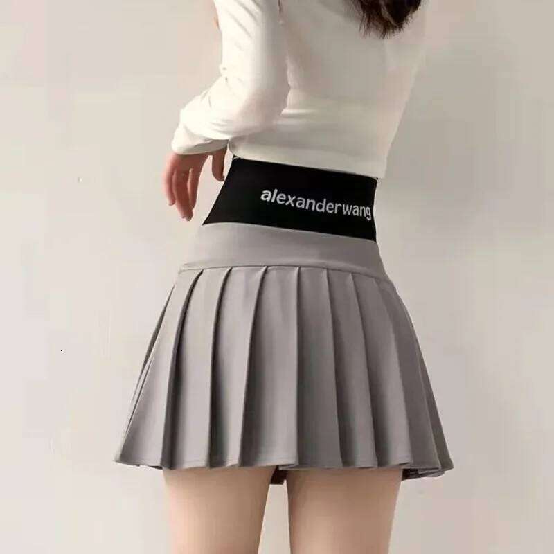 Women's Pleated Skirts 2024 Summer New Fashion High Elastic Waist A-line Light Proof Short Skirt School Girl Uniform Pantskirt XJ260309