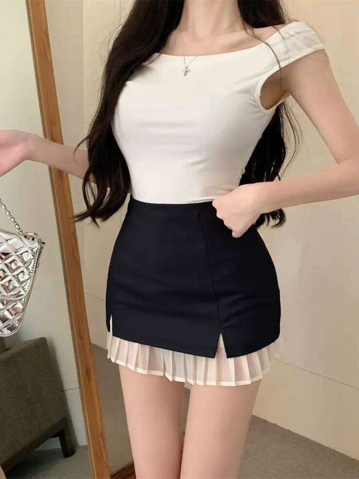 Design-sensual Mesh Splicing for Women's College Style Sexy Slim Short New Small Skirt Pants XJ260309