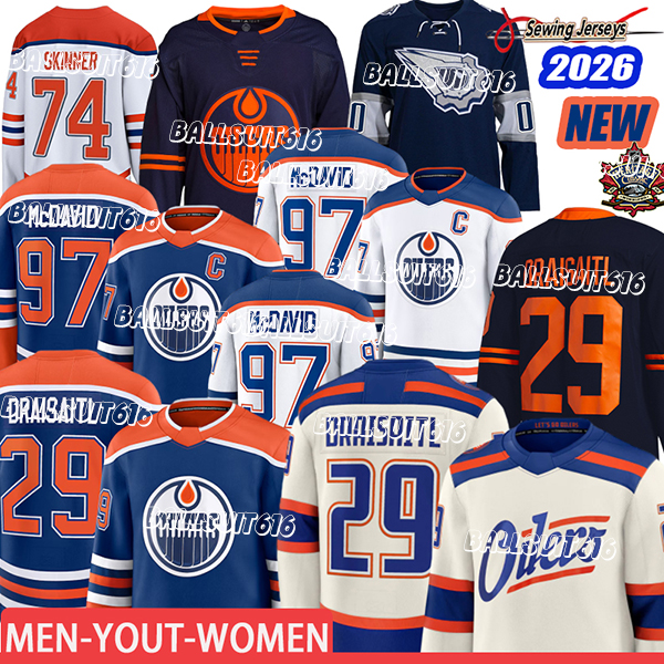 #97 Connors McDavids Jersey Edmonton Hockey Jersey Oilers Jersey #29 Leon Draisaitl #18 Zach Hyman #2 Evan Bouchard #74 Stuart Skinner #99 Wayne Gretzky Jerseys