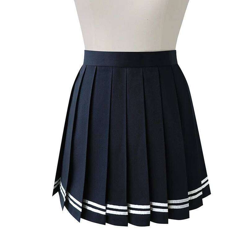 Multi color Japanese high waist skirts JK student Girls solid pleated Cute Cosplay school uniform skirt DA067 XJ260309