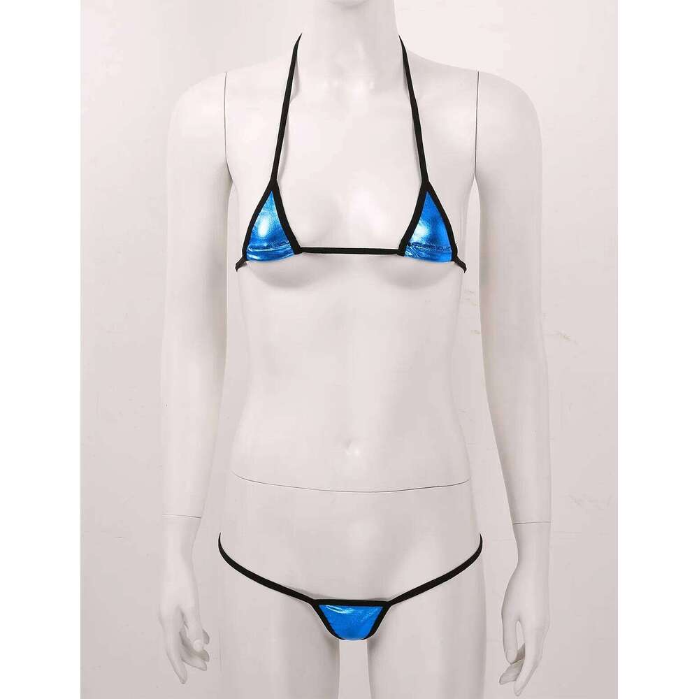 Women's Two Piece Micro Sexy Swimwear Halter Bra String Tanga Set Mini Triangle Bikini Swimsuit Lingerie XJ260206