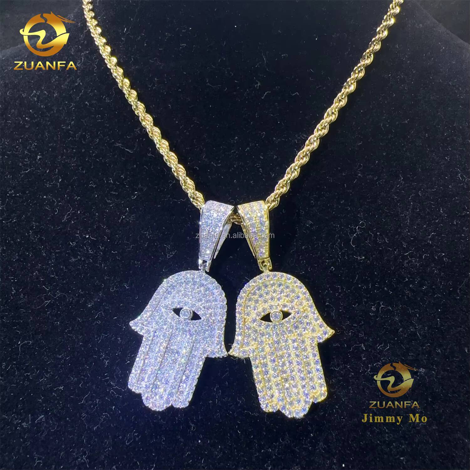 Bulk Stock Hip Hop Iced OutDrop Shipping Popular Jewelry Hip Hop Pendant 925 Silver VVS1 Moissanite Diamond Hamsa Pendant