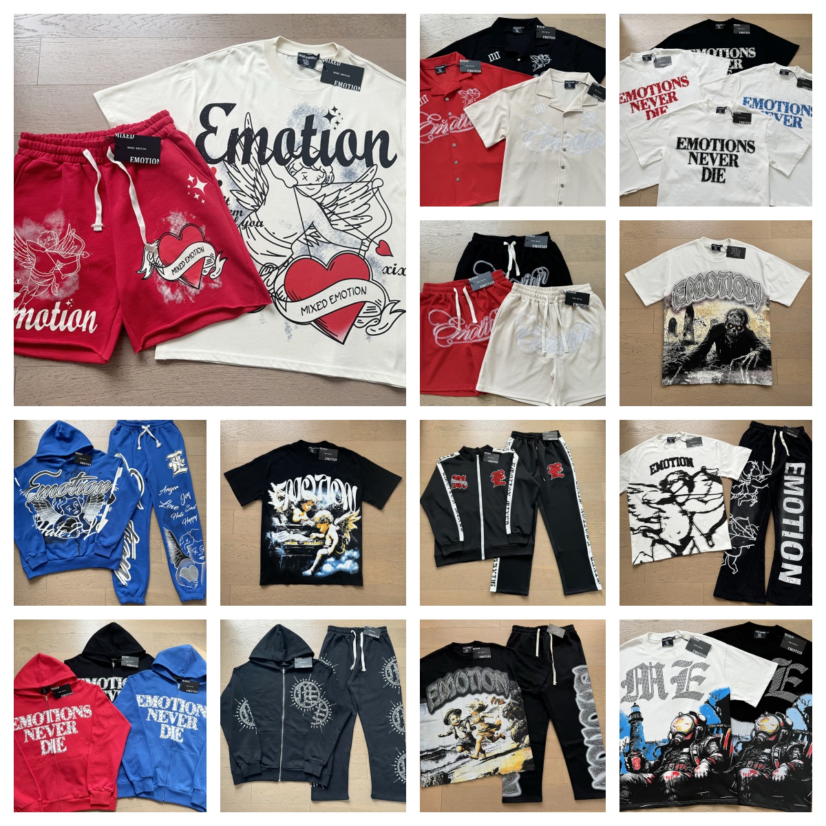 MIXED EMOTION shirt Men hoodies Boxy Fit Clothing MIXED EMOTION Skulls Print hoodies Breathe Clothes Men Women High Quality Casual hoodies Top