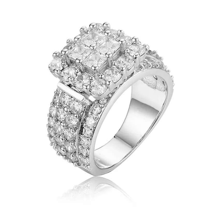 Square Diamond Jewelry Ring Zirconia Wedding Engagement Ring Exquisite Texture Bridal Jewelry Delicate Accessories Vintage Court Promise Ring