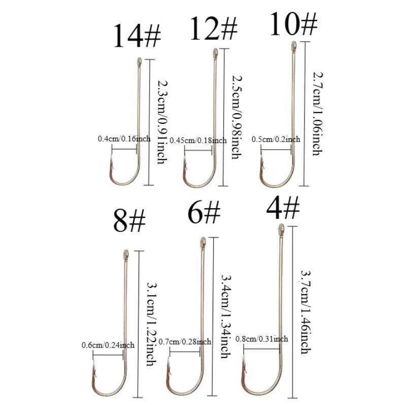 Ackibbik 100pcs Long Shank Live Bait Sea Fishing Worm Hook Freshwater Fishhook for Bass Trout Catfish S260305