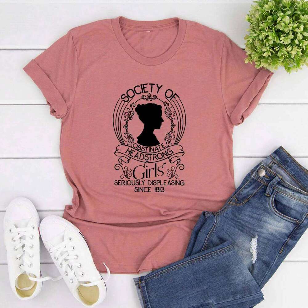 Society of Obstinate Headstrong Girls T-Shirt Jane Austen Tshirt Pride and Prejudice Shirt Women Graphic T Shirts Streetwear Top XJ260306