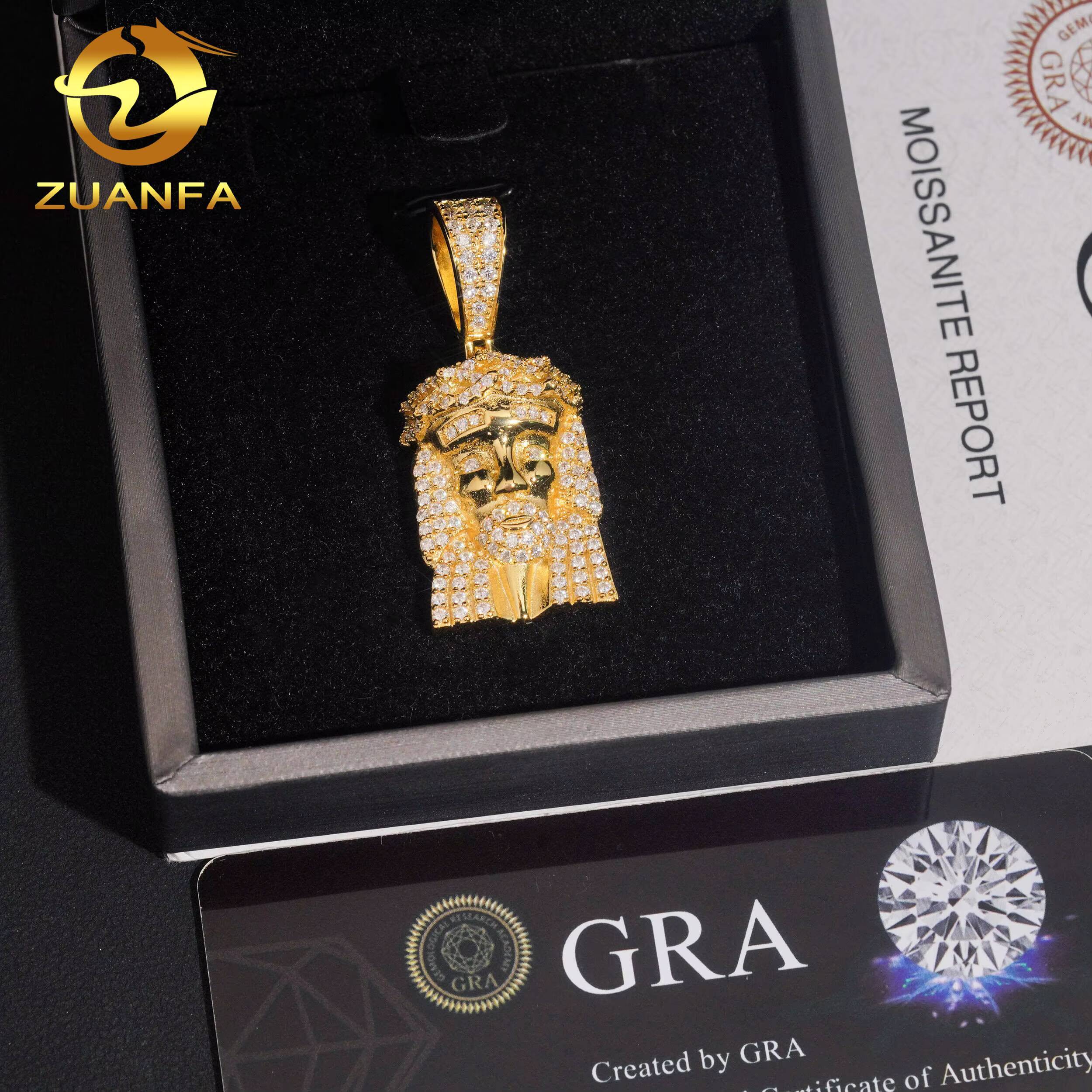 Small Jesus Head Pendant Moissanite Hip Hop Jewelry Iced Out Sterling Silver 925 Moissanite Custom Hip Hop Pendant for Men