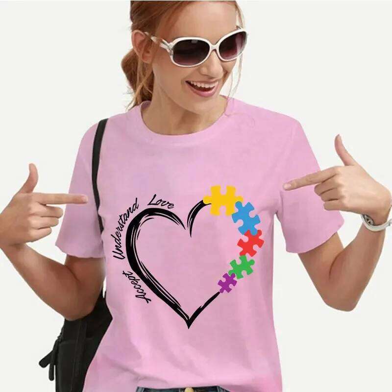 New T-shirts for Women Fashion Print Unisex Y2K Streetwear Clothes Awareness T Shirt Autism Female Tee Top XJ260306