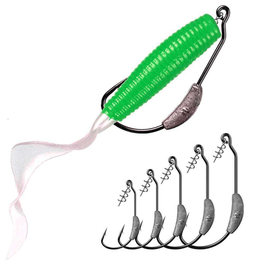 10PCS Jig Crank Head Barbed Hook 2g 3g 5.25g 7g Texas Rigs Spring Lock Pin for Soft Lure Worm Offset Fishing Tackle Fishhook S260305