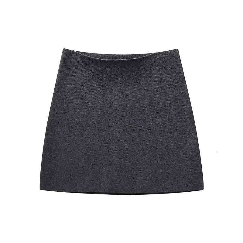 Willshela Women Fashion Solid Knitted A-Line Mini Skirt Vintage High Elastic Waist Female Chic Lady Skirts XJ260309