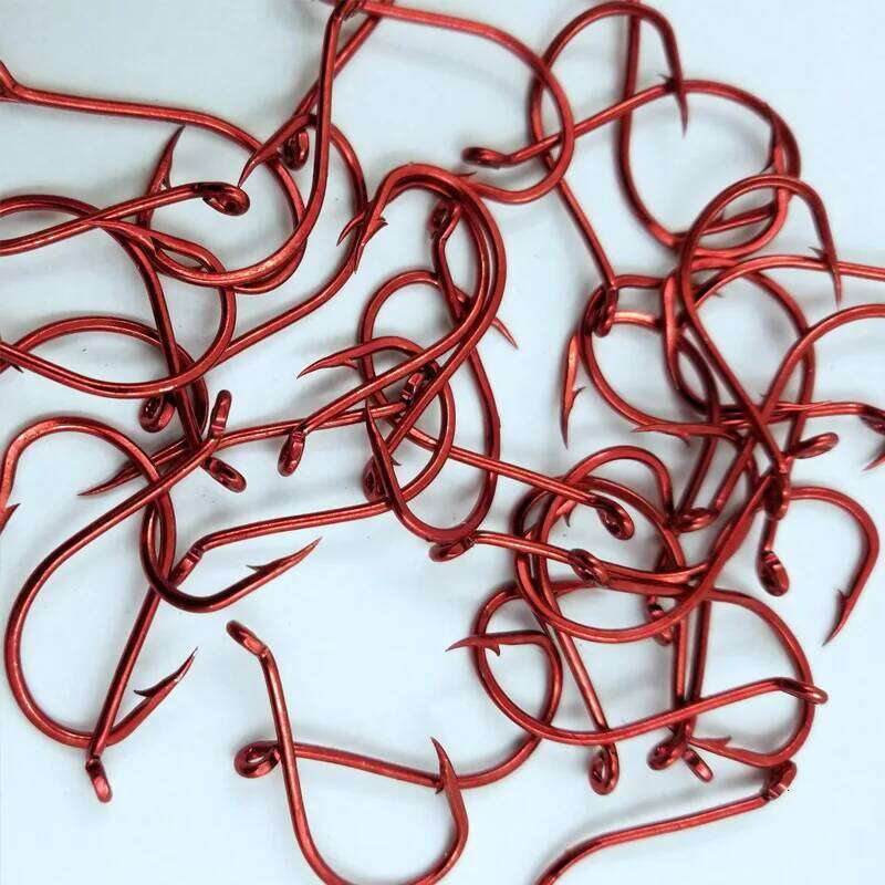 Fishing Hook Red with Barb High Carbon Steel Fishhook Bend Mouth Triangular Fast Attack Single Hooks Lot 10 Pieces Sale S260305