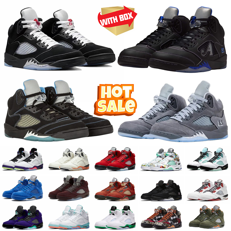 designer 5s Basketball Shoes Wolf Grey Black Cat Olive Navy Aqua Geen Race Blue Bull Fie Red men women sports sneaker chaussures schoenen trainers 36-47
