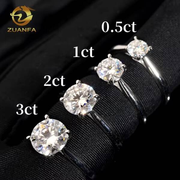 05ct 1ct 2ct 3ct Moissanite Diamond Engagement Rings 925 Silver 4 Prong Wedding Ring Pass diamond tester Solitaire women ring