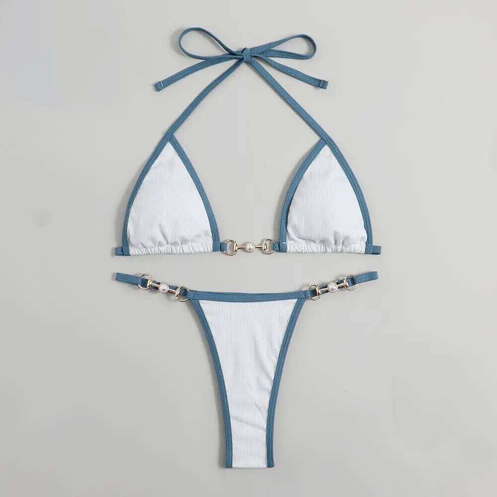 Ladies' Color Block Women's Two-piece Soft Casual Brazilian Underwear Bikini Split Swimsuit Sexy Female Lingerie XJ260206