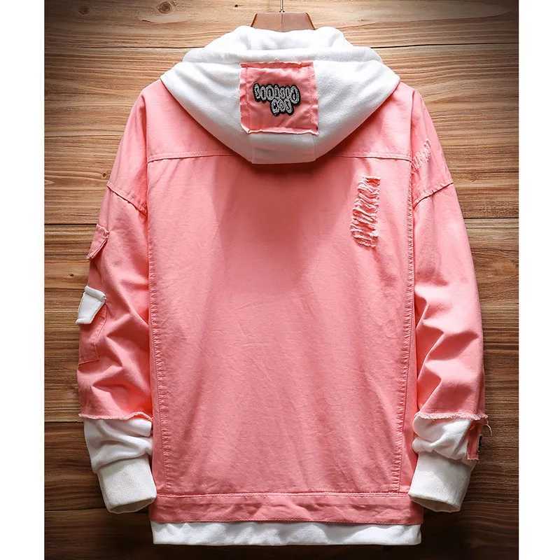 Hot 2020 Fashion Denim jacket male hooded autumn handsome jacket autumn clothing Korean teenagers students loose fake two gowns M260309