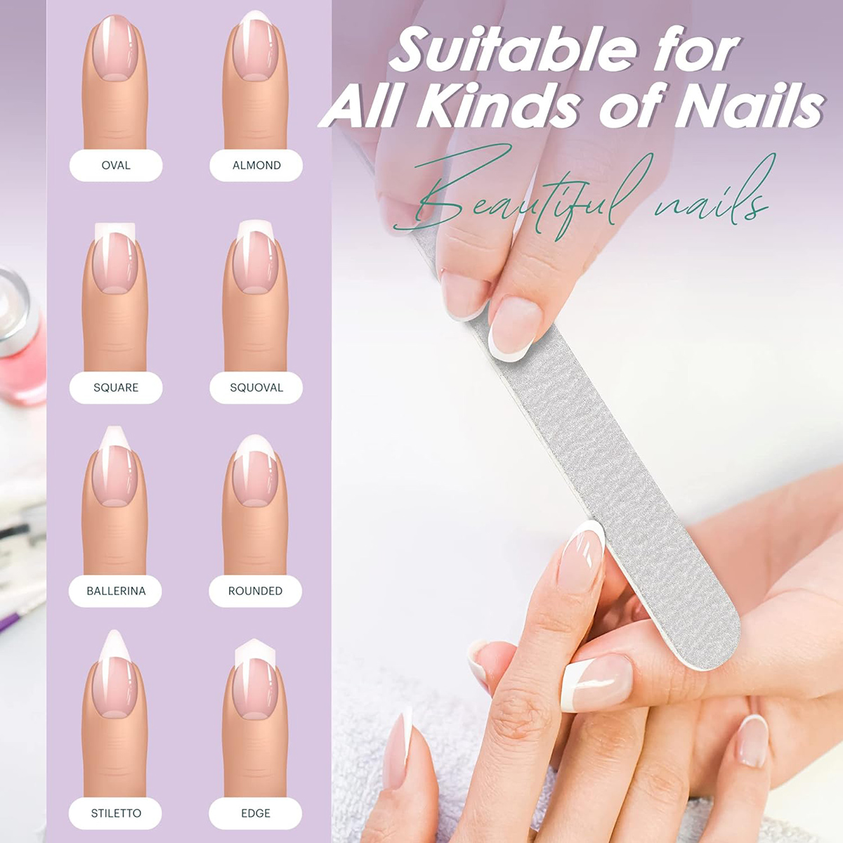 Disposable Manicure 3 Piece Nail Kit, Wood Nail File 100/180 Grit, Mini Buffer 80/100 Grit, Wood Stick,300Set