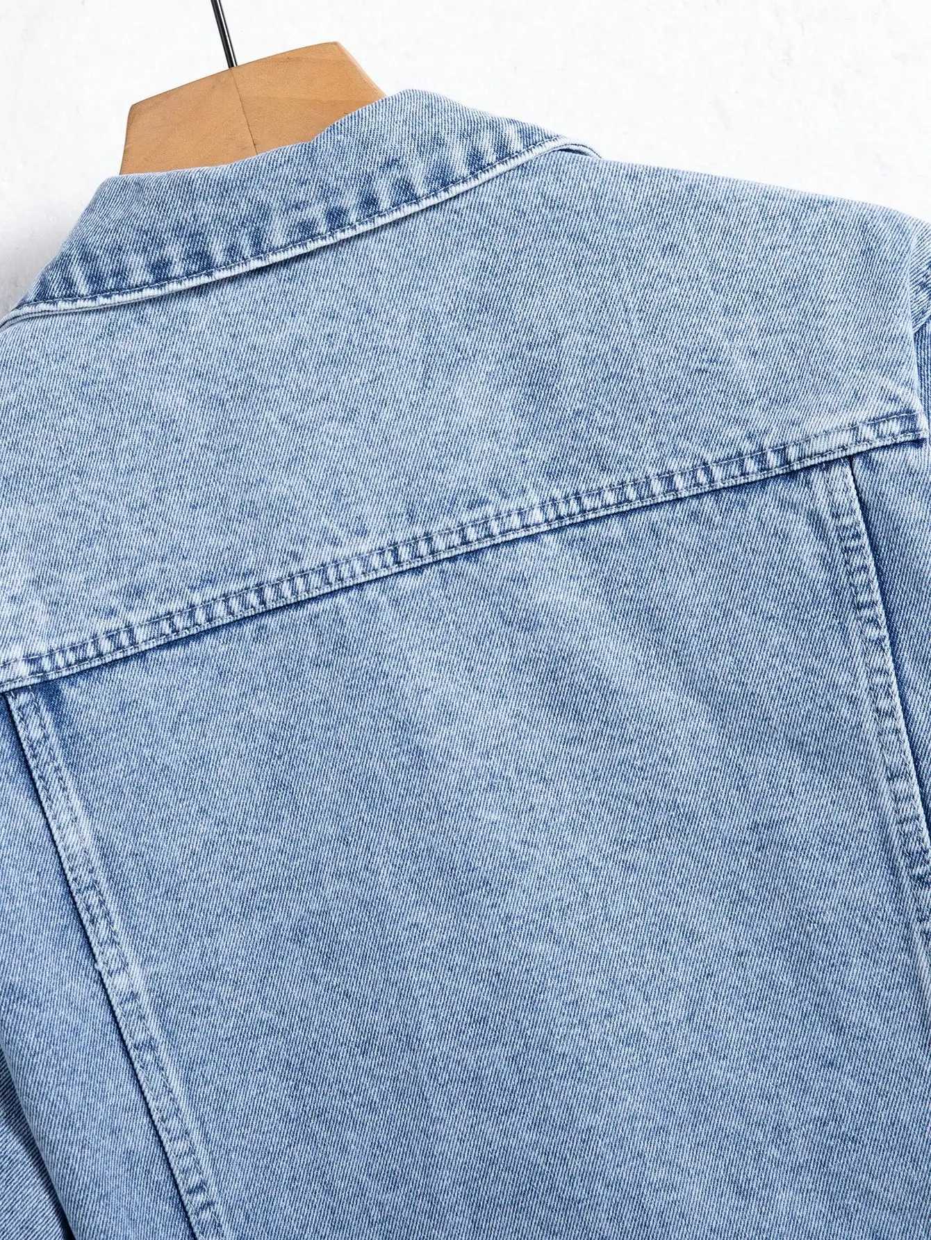 Mens denim jacket for spring and autumn Blue ripped coat Street fashion Vintage - worn style Daily casual M260309