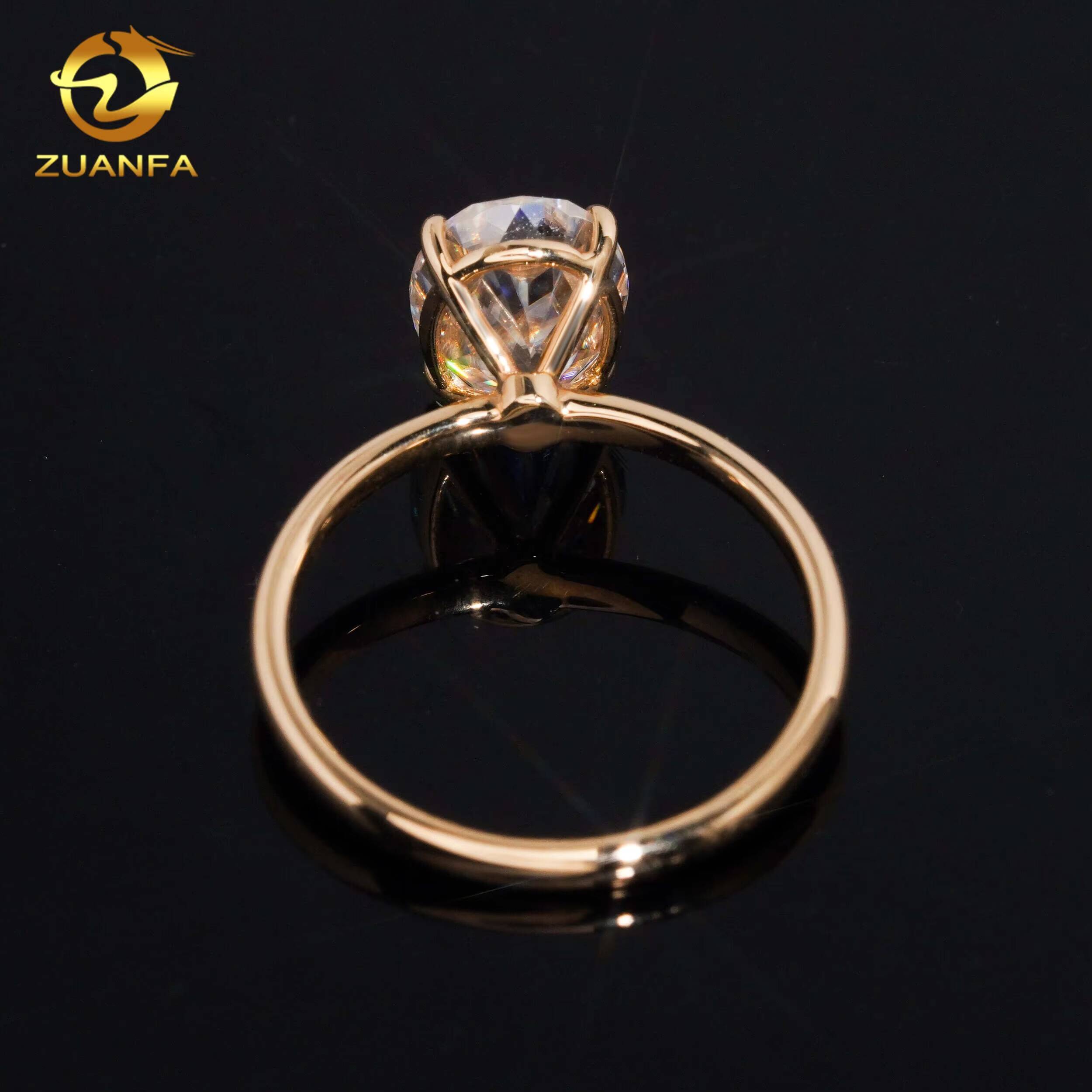 Luxury Women Jewelry 14k White Gold Moissanite Diamond Ring Vvs Oal Cut Solitair Ring Engagement Rings