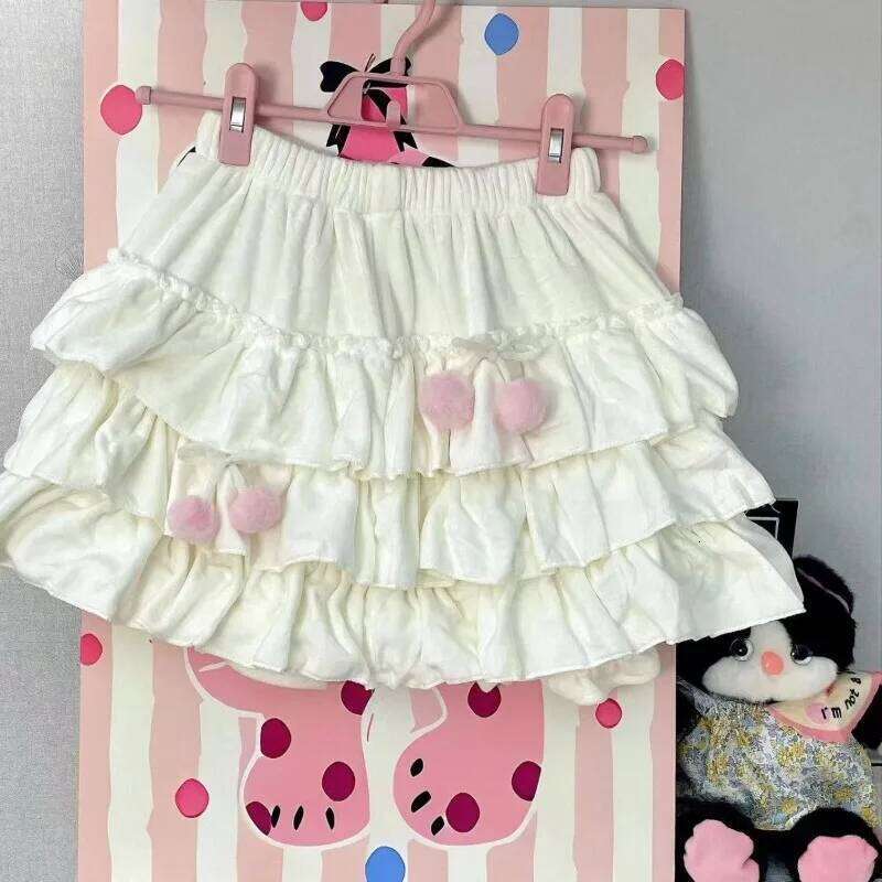Japanese Sweet Lolita Mini Skirts Women Harajuku Slim High Waist Ruffles Y2k Aesthetic Elegant Fashion Party Skirt XJ260309